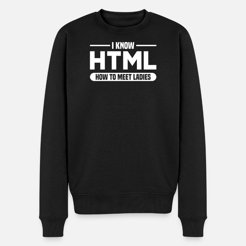 HTML Humor Code Programmierer Spruch - Männer Premium Bio Pullover - Schwarz