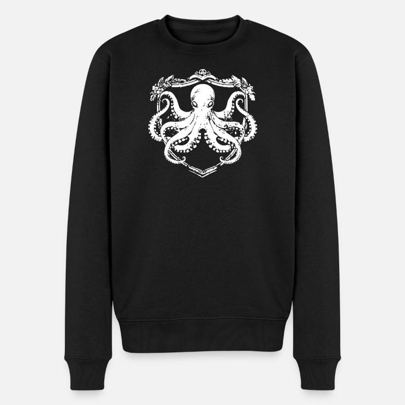 Oktopus Wappen Emblem - Männer Premium Bio Pullover - Schwarz