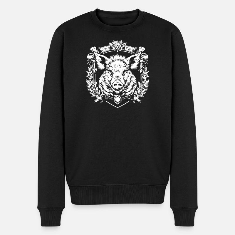 Wappen Wildschein Emblem - Männer Premium Bio Pullover - Schwarz