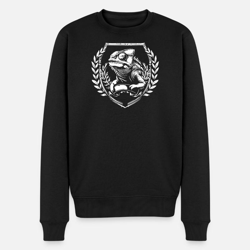 Blason caméléon avec couronne de laurier - Pull Premium bio Homme - noir