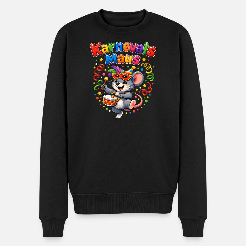 Karnevalsmaus Süßes Faschings-Motiv Geschenkidee - Männer Premium Bio Pullover - Schwarz