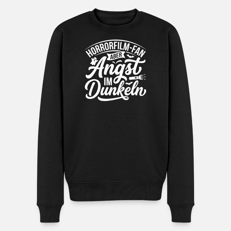 Angst im Dunkeln – Horrorfan - Männer Premium Bio Pullover - Schwarz