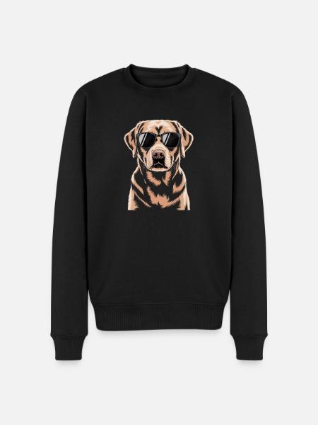 Brauner Labrador  - Männer Premium Bio Pullover - Schwarz