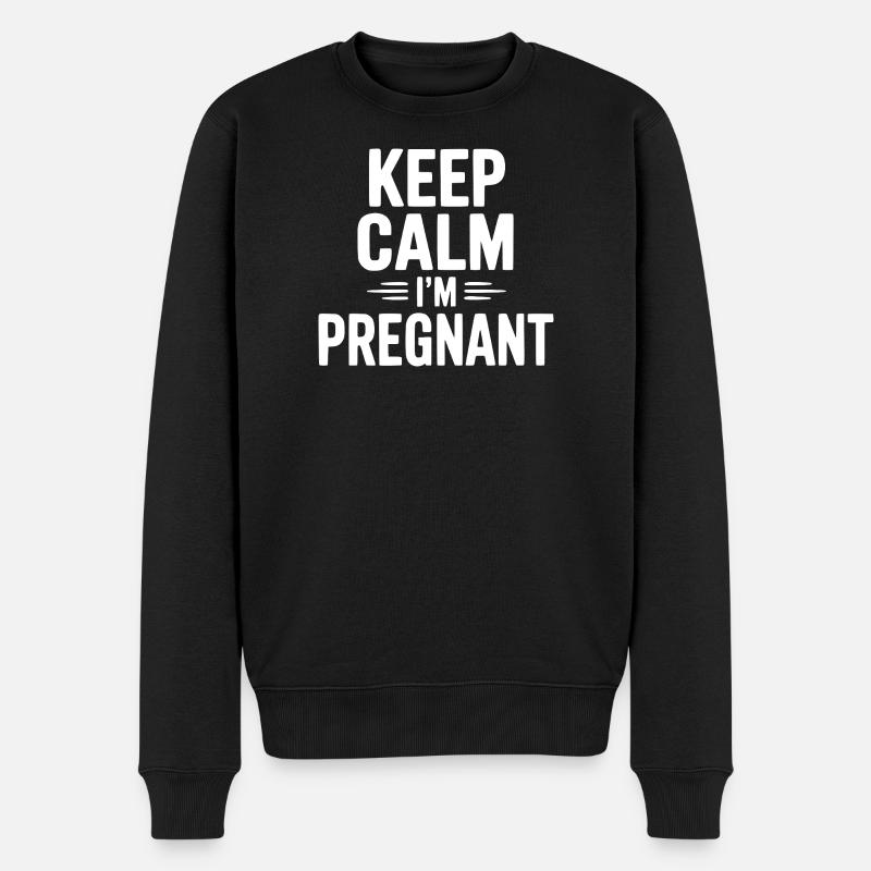 Bleib ruhig, ich bin schwanger. - Männer Premium Bio Pullover - Schwarz