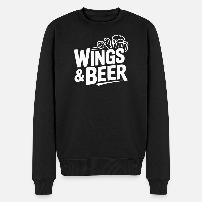 Wings and Beer - Männer Premium Bio Pullover - Schwarz