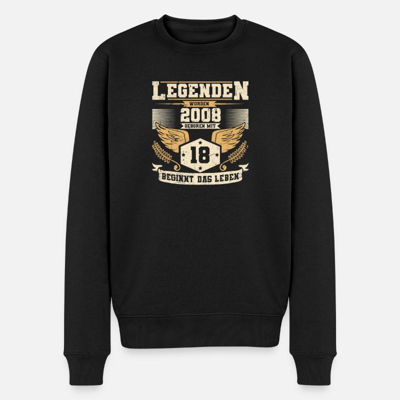 18 Geburtstag Legenden geboren 2008 Grunge Leben - Männer Premium Bio Pullover - Schwarz