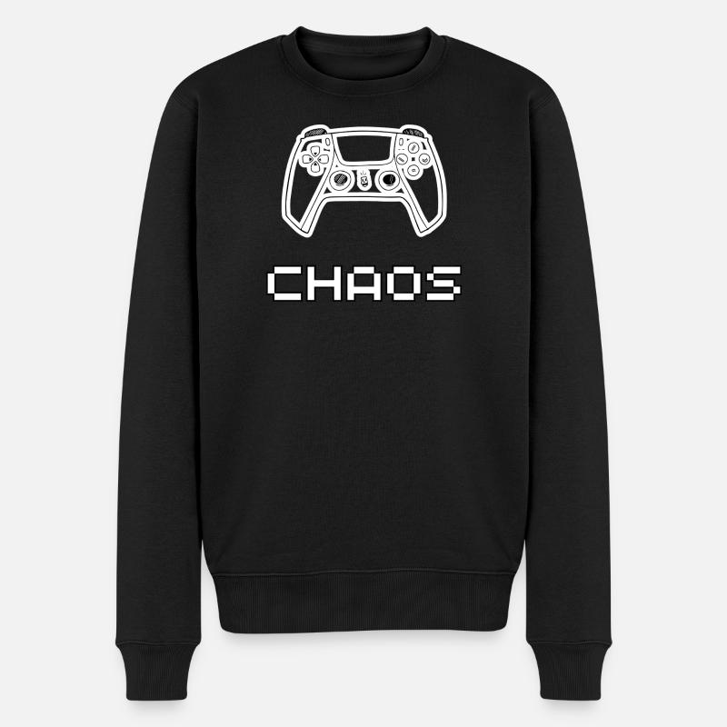 Controlled Chaos – Gaming Controller Chaos Design - Männer Premium Bio Pullover - Schwarz