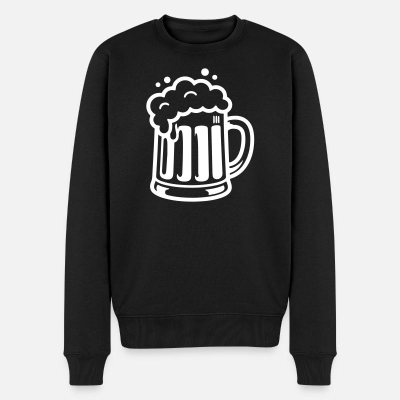 Bierkrug Comic Bier - Männer Premium Bio Pullover - Schwarz