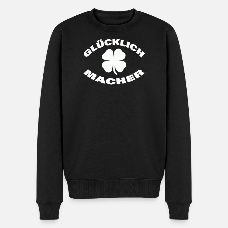 GLÜCKLICHMACHER - Männer Premium Bio Pullover - Schwarz