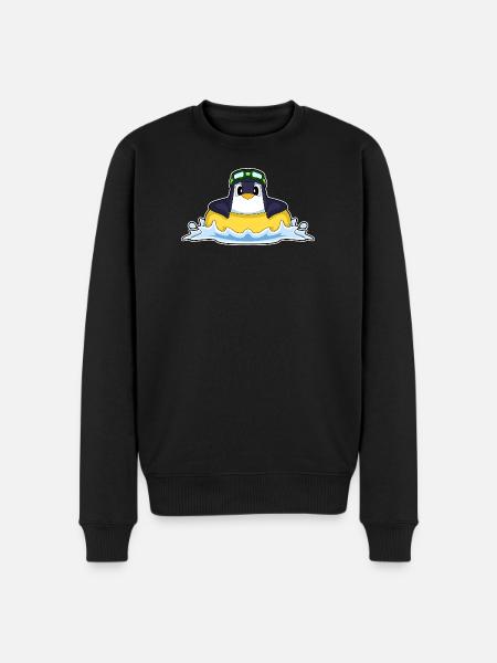 Penguin Swimming Swim Ring Summer - Men's Premium Organic Jumper - black