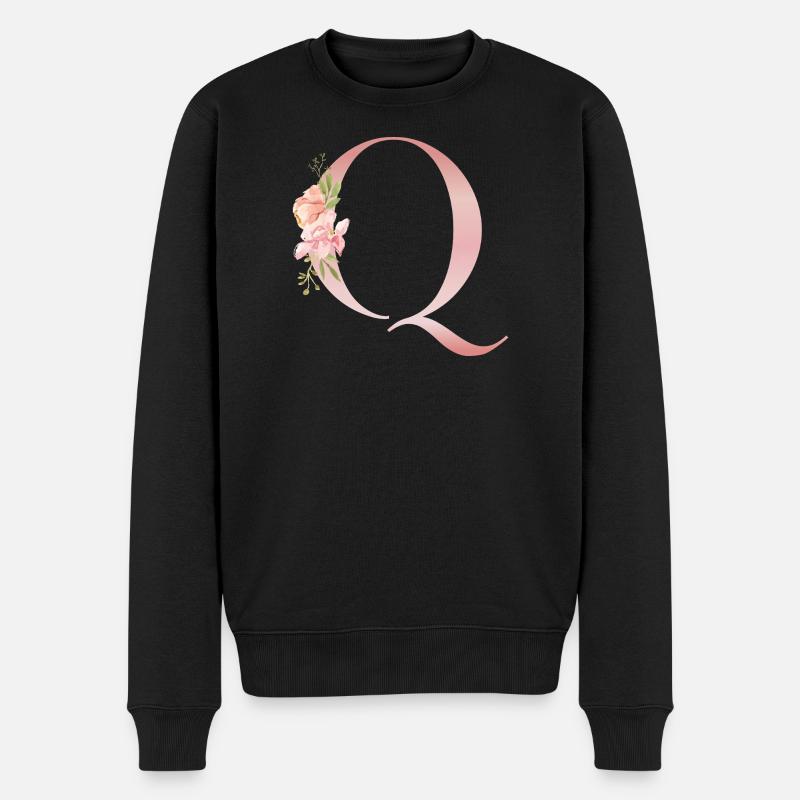Pastel Q Floral Monogramm - Männer Premium Bio Pullover - Schwarz
