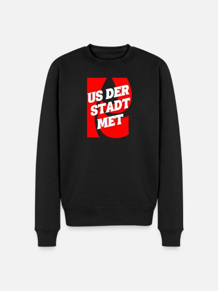Us der Stadt met K - Männer Premium Bio Pullover - Schwarz
