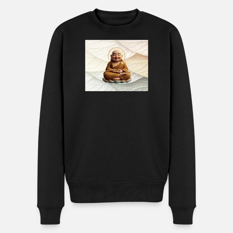 Buddha on leaf pattern - Men's Premium Organic Jumper - black