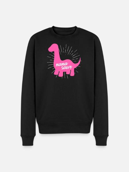 Nanasaurier-Pink-Dinosaurier-Oma-Familie - Männer Premium Bio Pullover - Schwarz