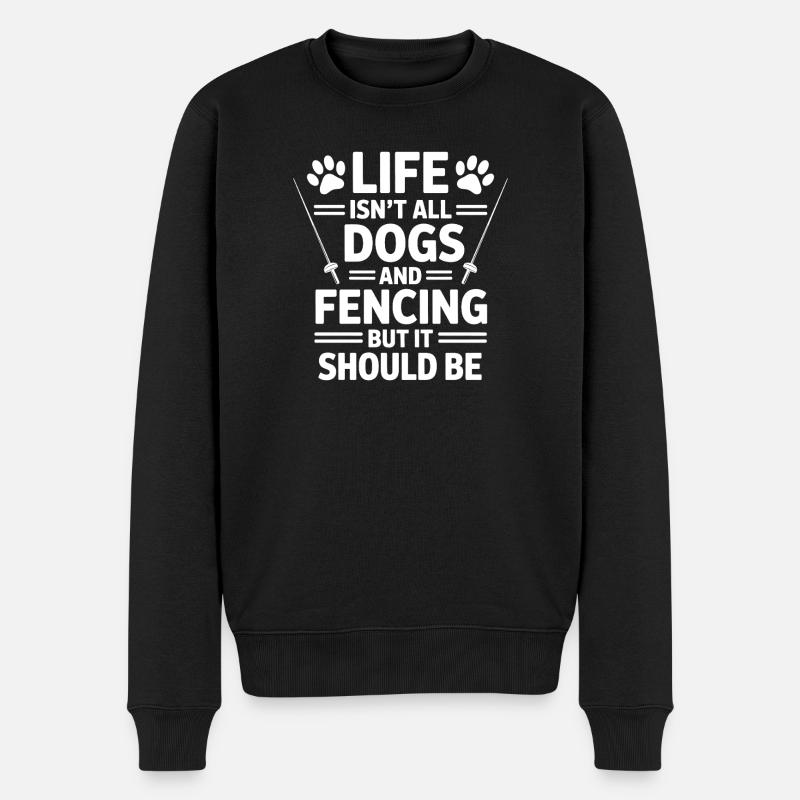 Fechten Sprüche Hunde Lustiges Fechten Geschenk - Männer Premium Bio Pullover - Schwarz