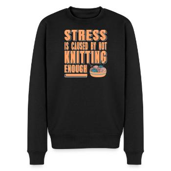Soulager le stress grâce au tricot : la vie de la laine drôle - Pull Premium bio Homme - noir - Devant - Nico (187cm)
