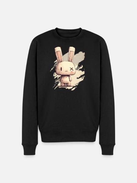 Cute rabbit with X-eyes - Men's Premium Organic Jumper - black