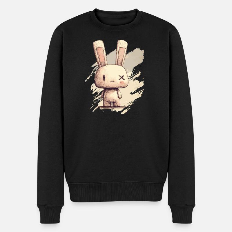 Un lapin mignon aux yeux X - Pull Premium bio Homme - noir