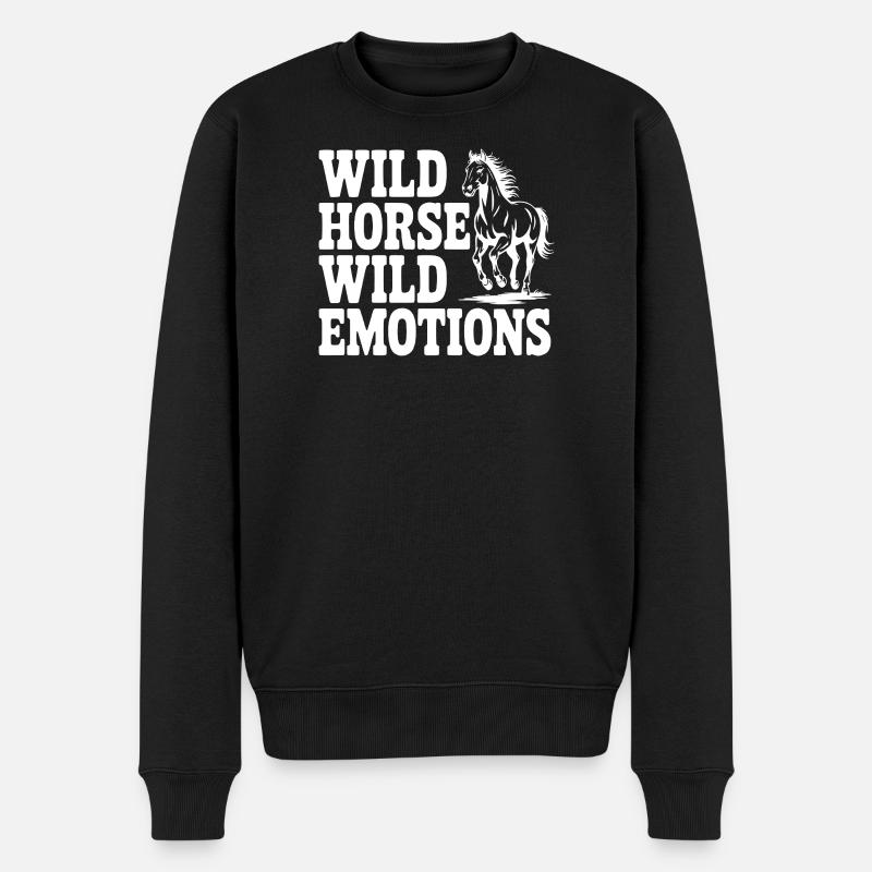 Wildpferd, wilde Gefühle - Männer Premium Bio Pullover - Schwarz