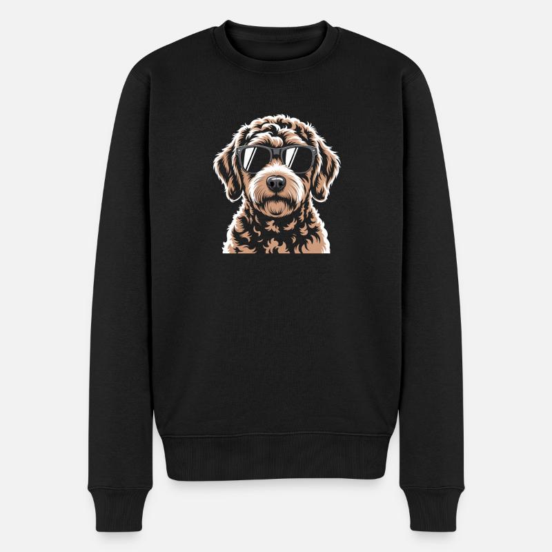 Brauner Labradoodle - Männer Premium Bio Pullover - Schwarz