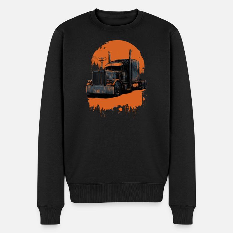 Camion en teinte orange - Pull Premium bio Homme - noir