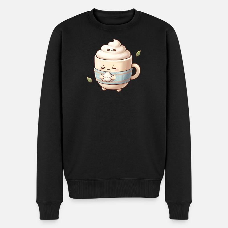 Kuschelige Wolkenkaffee Becher - Männer Premium Bio Pullover - Schwarz