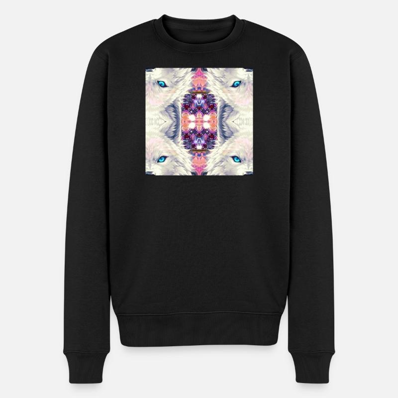 Polarwölfe Kaleidoskop - Männer Premium Bio Pullover - Schwarz