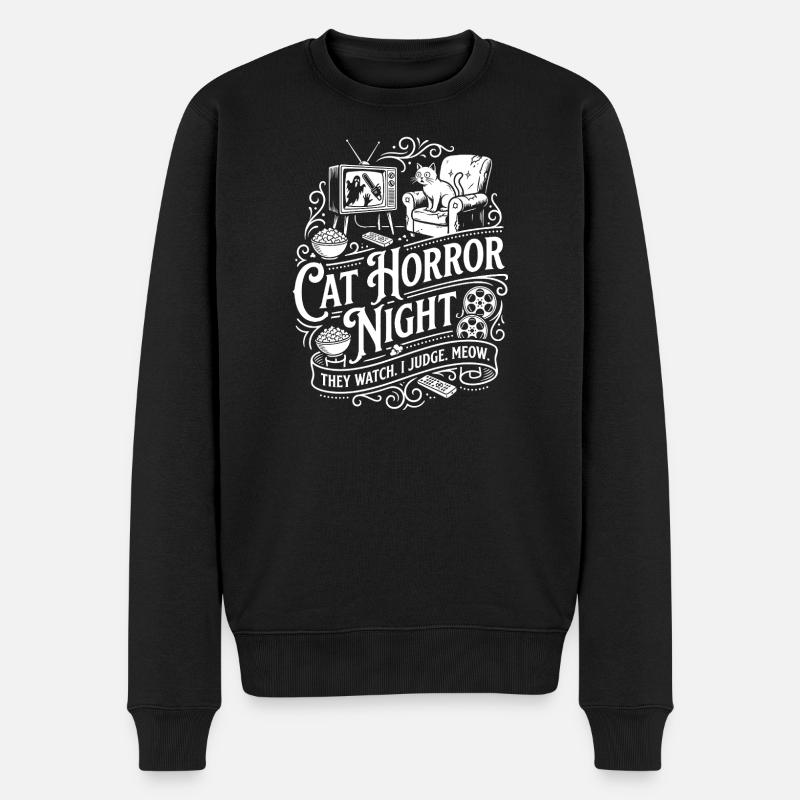 Cat Horror Night - Men's Premium Organic Jumper - black