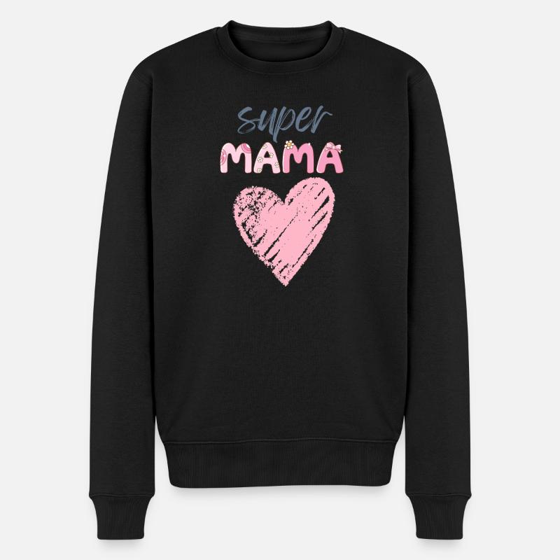 Mama - Super Mama - Männer Premium Bio Pullover - Schwarz