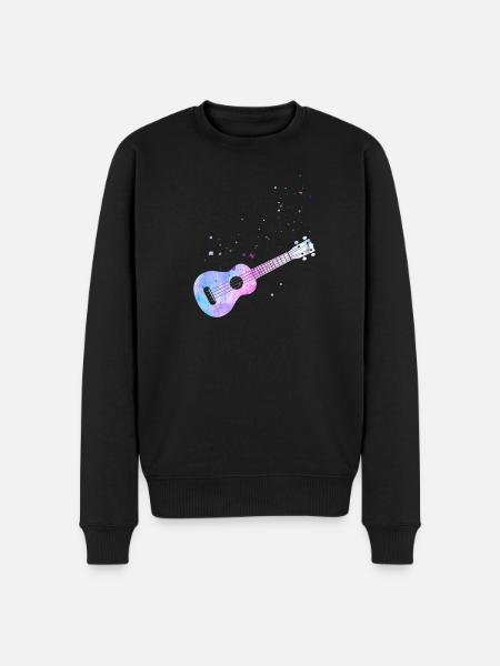 Aquarelle ukulélé hawaïen - Pull Premium bio Homme - noir