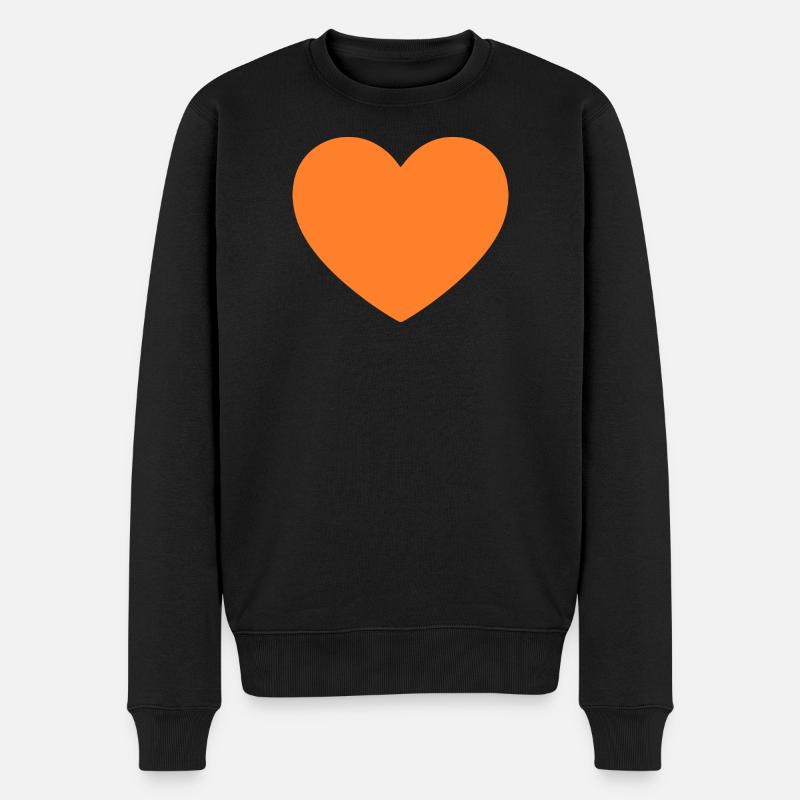 orangenes Herz orangen Geschenk Valentinstag - Männer Premium Bio Pullover - Schwarz