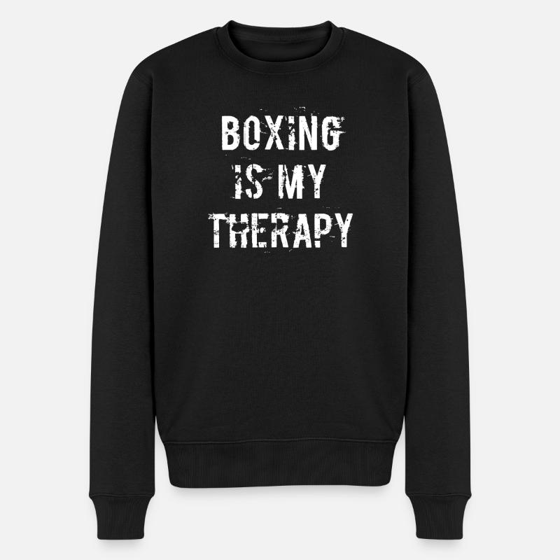 Boxing Is My Therapy - Männer Premium Bio Pullover - Schwarz