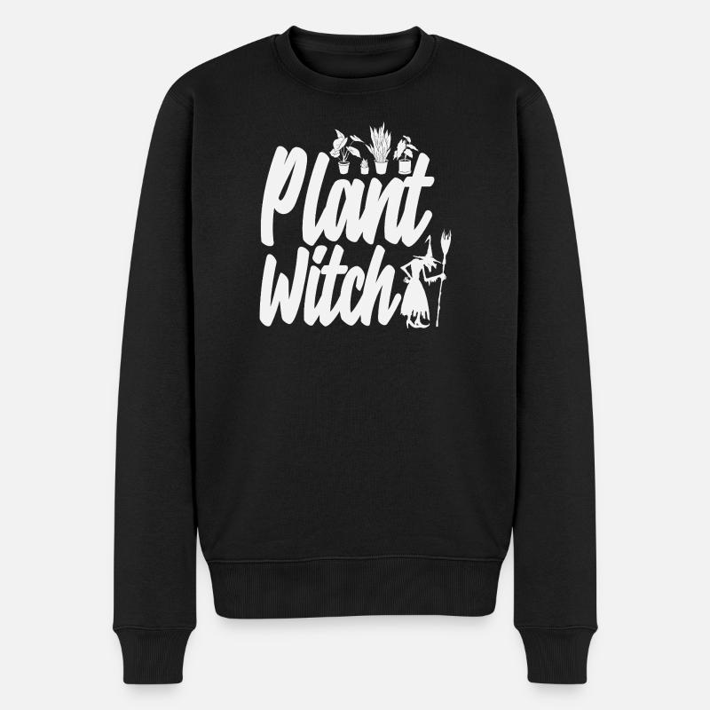 Pflanze Hexe Pflanzenliebhaber - Männer Premium Bio Pullover - Schwarz
