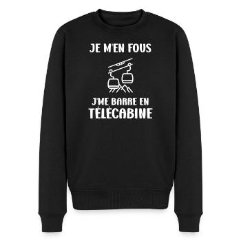 Mir ist die Gondel egal. - Männer Premium Bio Pullover - Schwarz - Vorne - Nico (187cm)
