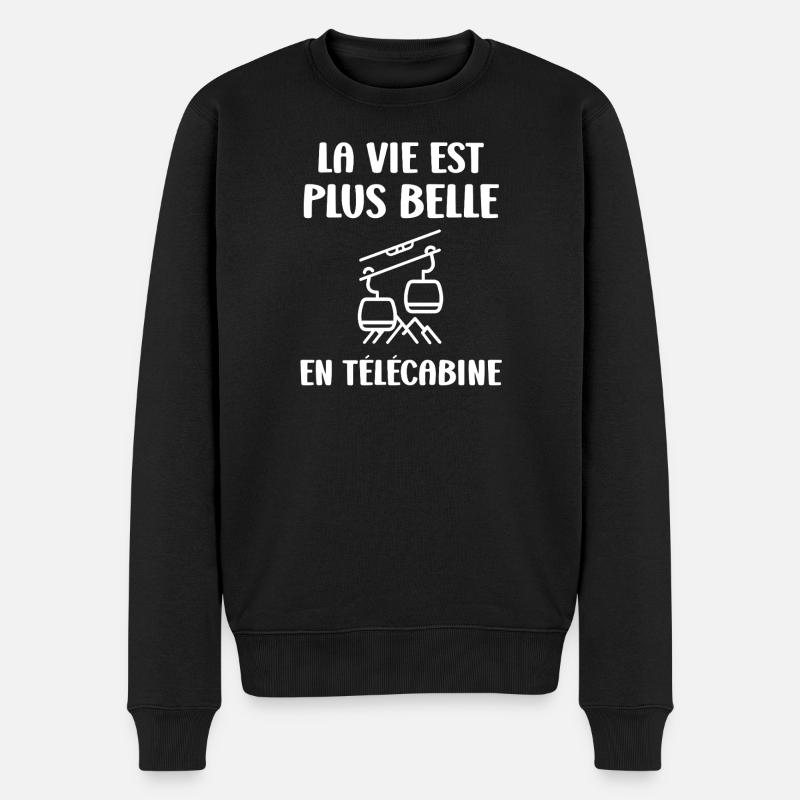 Vie en télécabine alpine - Pull Premium bio Homme - noir