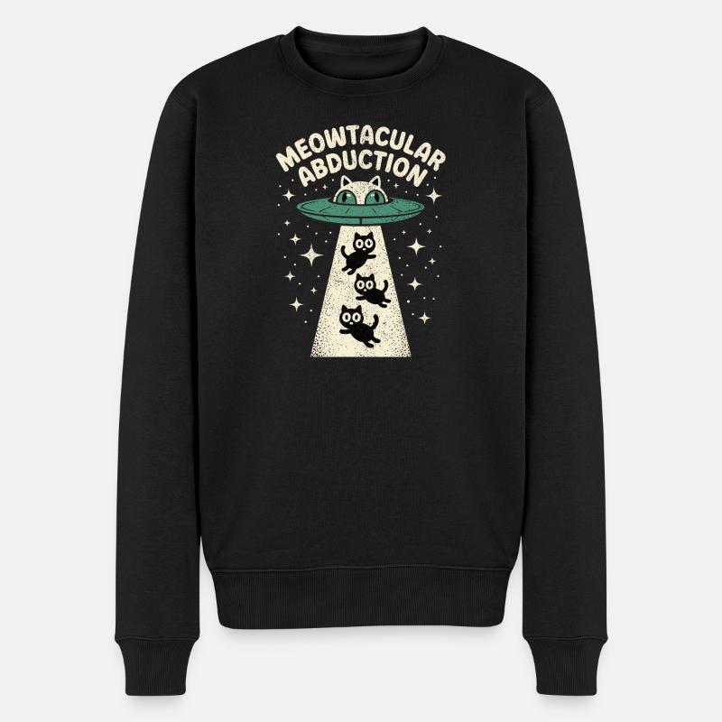 Enlèvement drôle d’extraterrestre chat - Pull Premium bio Homme - noir