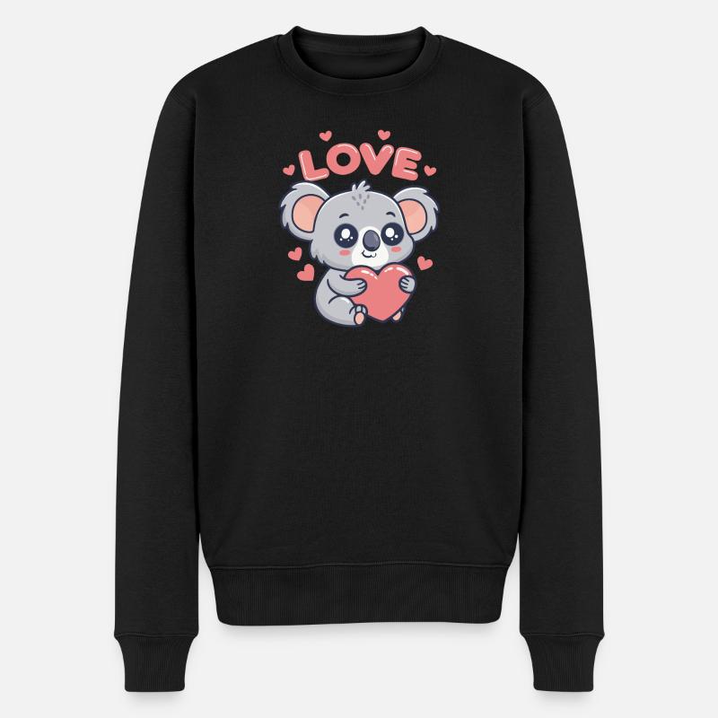 Koala Coeur Love Dessin Doux - Pull Premium bio Homme - noir