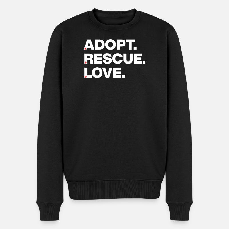PFOTEN LIEBE, ADOPT RESCUE LOVE! 🐾 TIERADOPTION - Männer Premium Bio Pullover - Schwarz