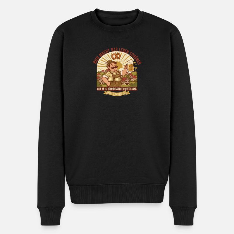 Bayerische Bierfreude Prost - Männer Premium Bio Pullover - Schwarz