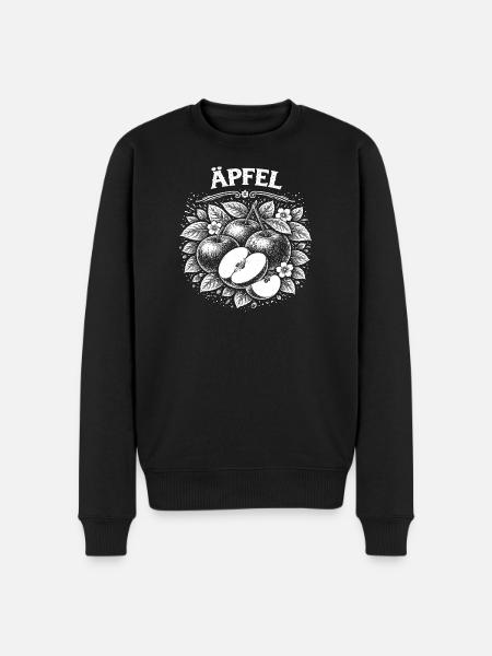 Apple Woodcut Botanical Print - Men's Premium Organic Jumper - black