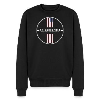 Philadelphia Koordinaten - Männer Premium Bio Pullover - Schwarz - Vorne - Nico (187cm)
