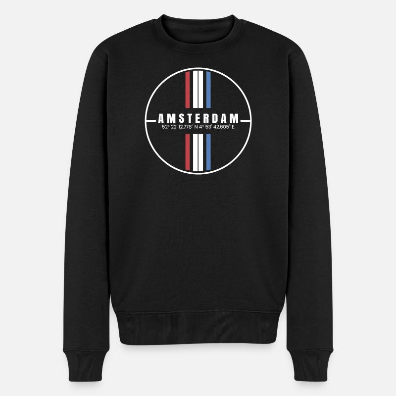 Amsterdam Koordinaten - Männer Premium Bio Pullover - Schwarz