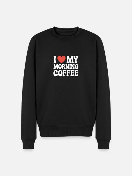 Ich liebe meinen Morgenkaffee - Männer Premium Bio Pullover - Schwarz