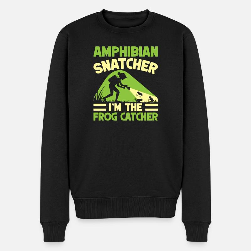 Frog Catcher Amphibian Snatcher Frog - Männer Premium Bio Pullover - Schwarz