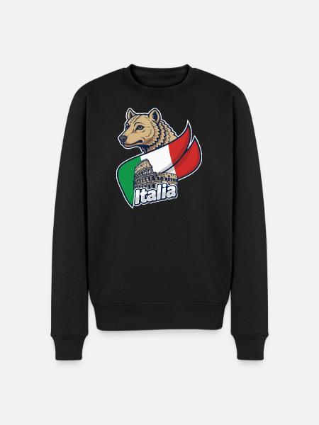 Italian Wolf with Colosseum - Men's Premium Organic Jumper - black