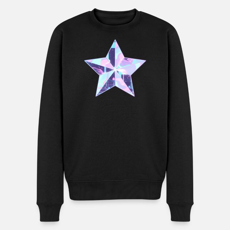 Pastellstern Neon Skyline - Männer Premium Bio Pullover - Schwarz