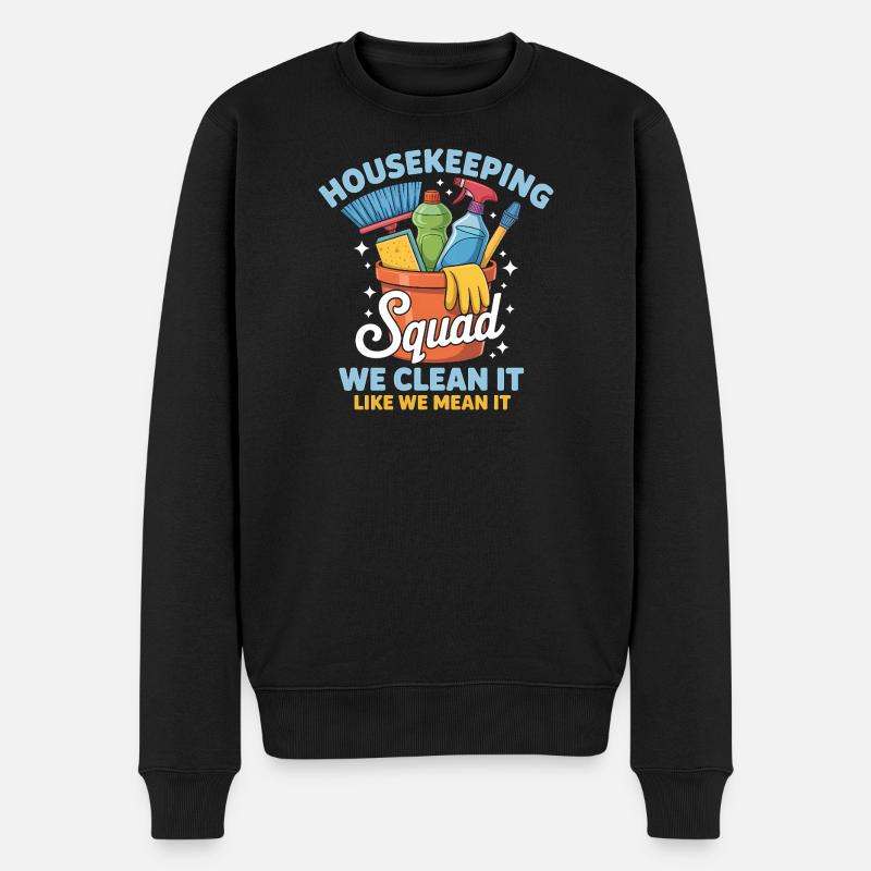 Lustiges Putzen Design - Männer Premium Bio Pullover - Schwarz