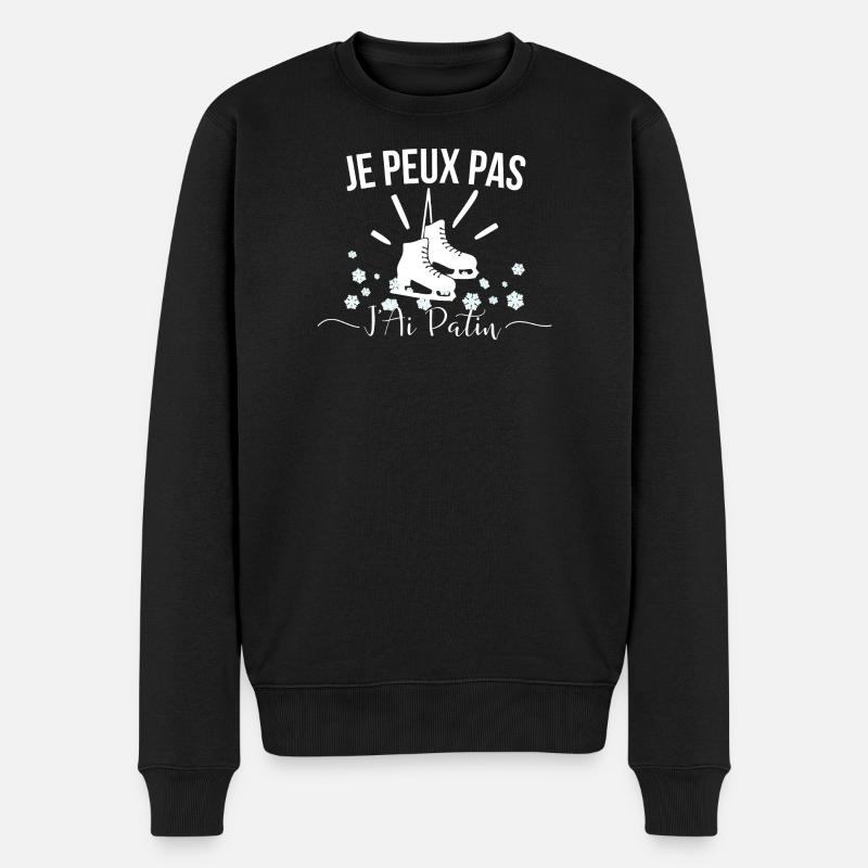 Rollschuh-Humor Ich Schlittschuh Ich kann nicht Ich patze - Männer Premium Bio Pullover - Schwarz