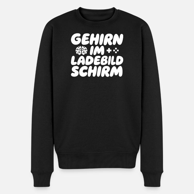 Gehirn im Ladebildschirm - Männer Premium Bio Pullover - Schwarz