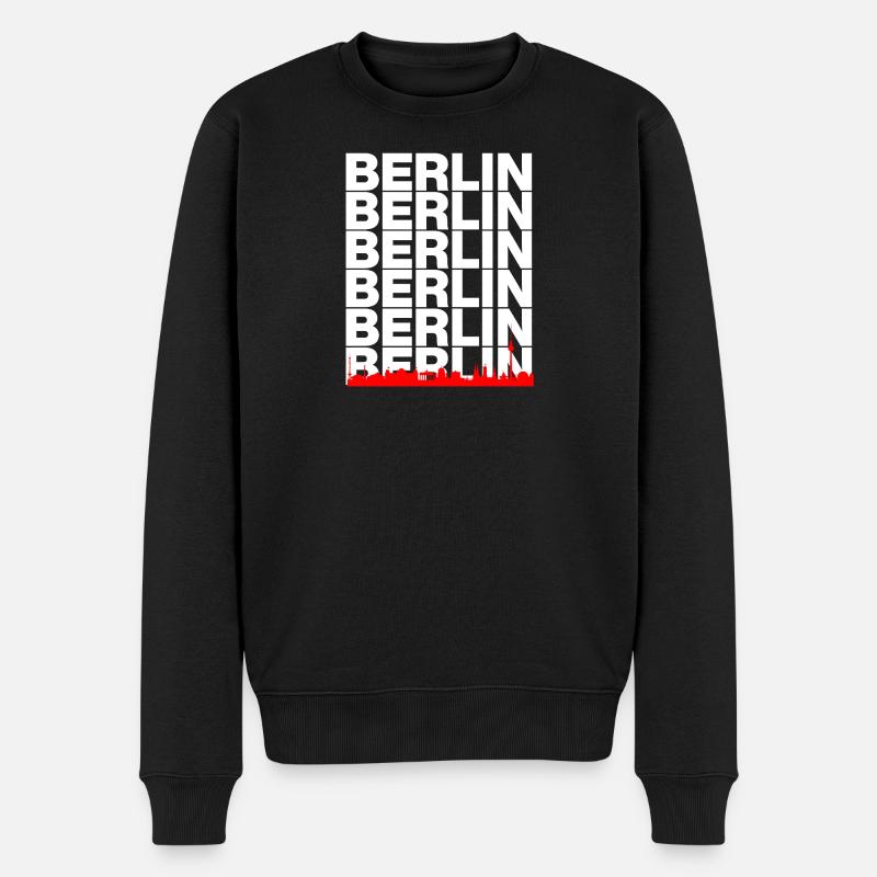 SKYLINE DE BERLIN, AMBIANCE CAPITALE ! MUR - Pull Premium bio Homme - noir